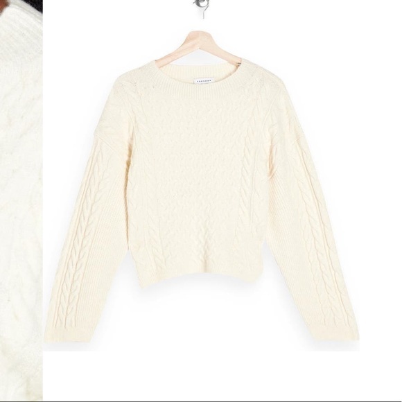 TOPSHOP Cable Stitch Crop Sweater In Ivory NWT - Picture 12 of 15